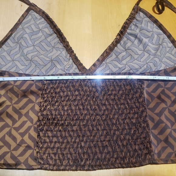 Brown Patterned Cropped Halter Top Size XL - Picture 5 of 5